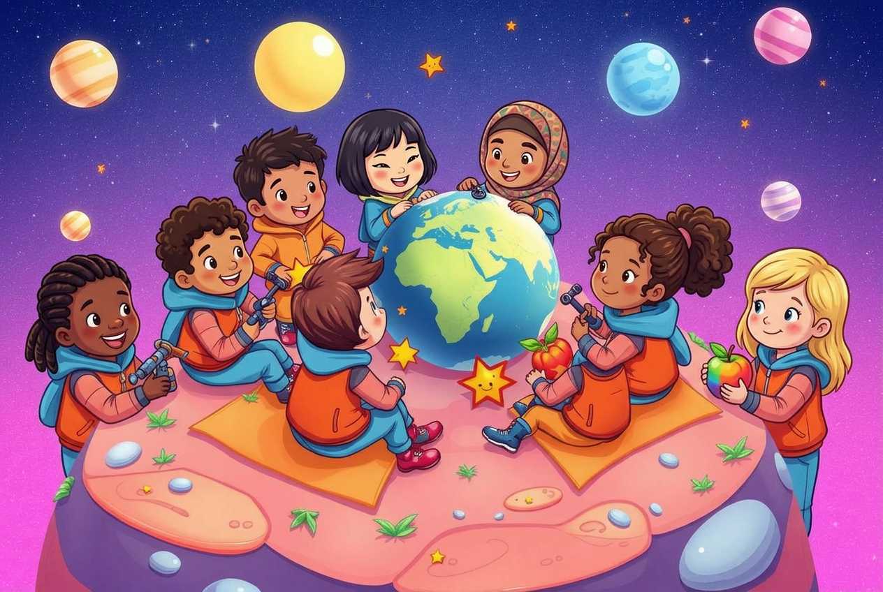 Earthlings share a planet-side picnic